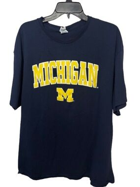 Delta Navy Blue Michigan Short Sleeve Tee with Yellow Logo